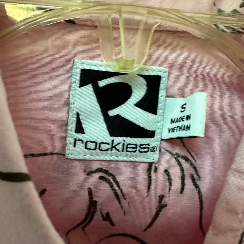 Rockies Womens Pink Horse Print Western Pearl Snap Shirt Long Sleeve Cotton S - Picture 5 of 10
